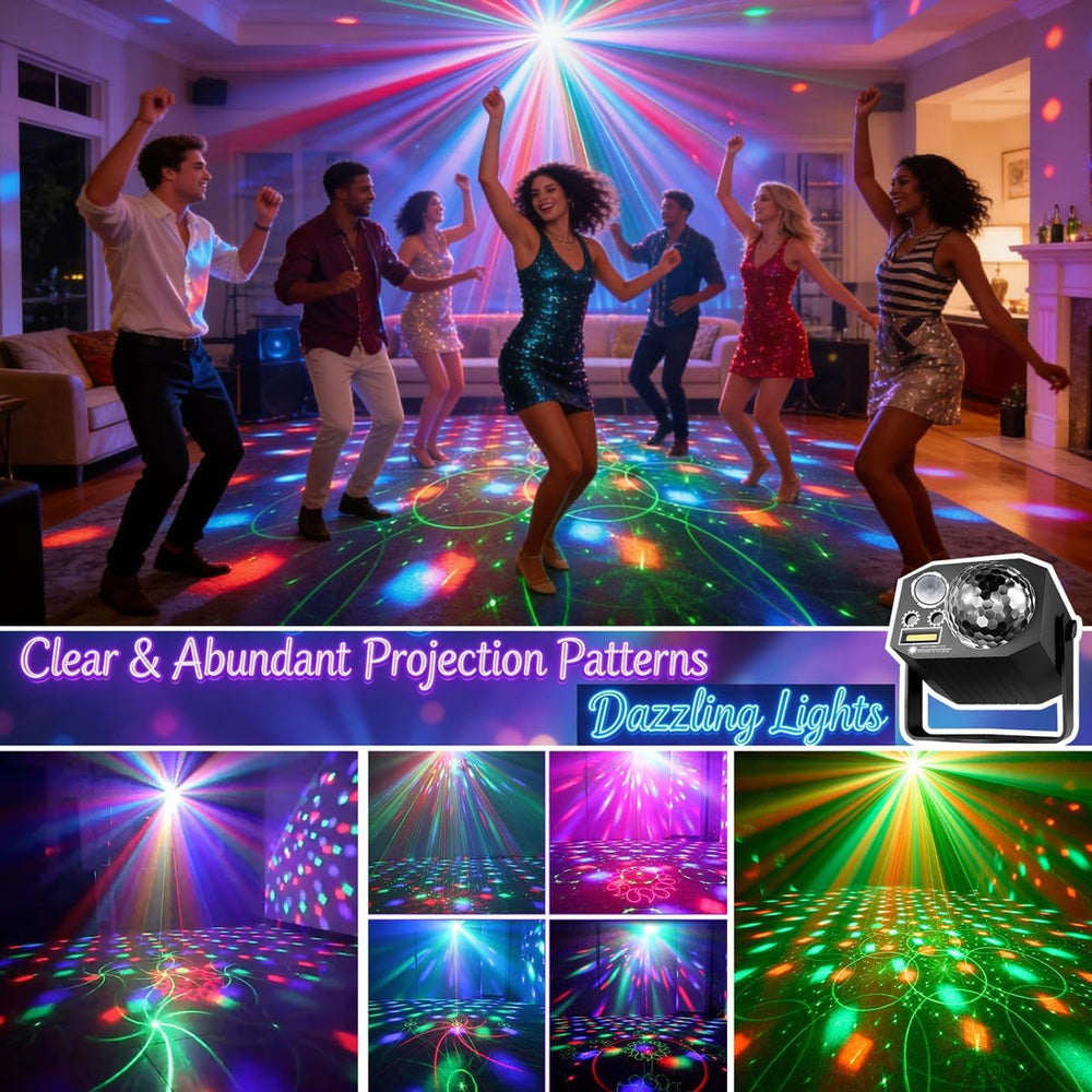 Dj Party Disco Ball Lights with Pattern and Sound Activated,10 ft USB Cable, ...