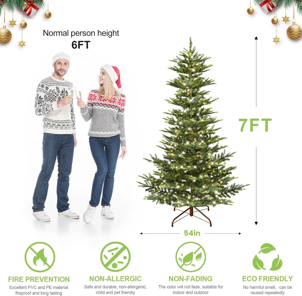 Liguanow 7ft Pre-lit Christmas Tree with LED Lights, Aspen Fir, Layered &...