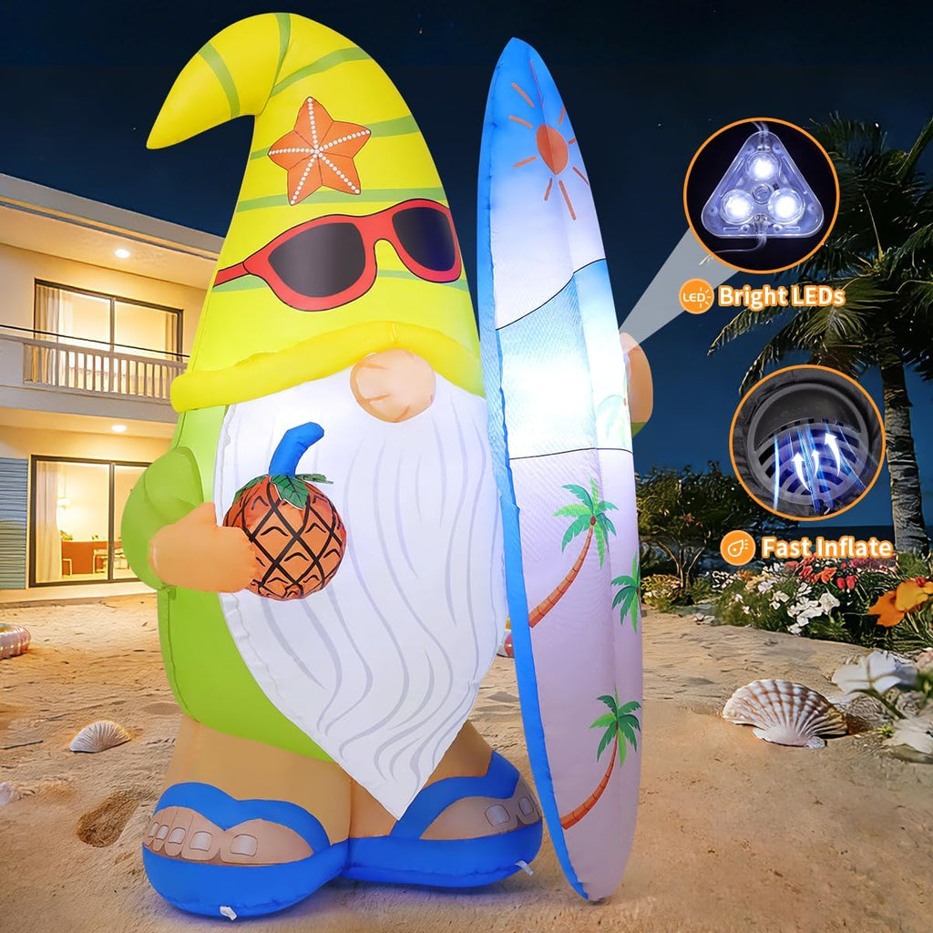 goosh 5.2 ft summer inflatables hawaii gnome decorations, side view