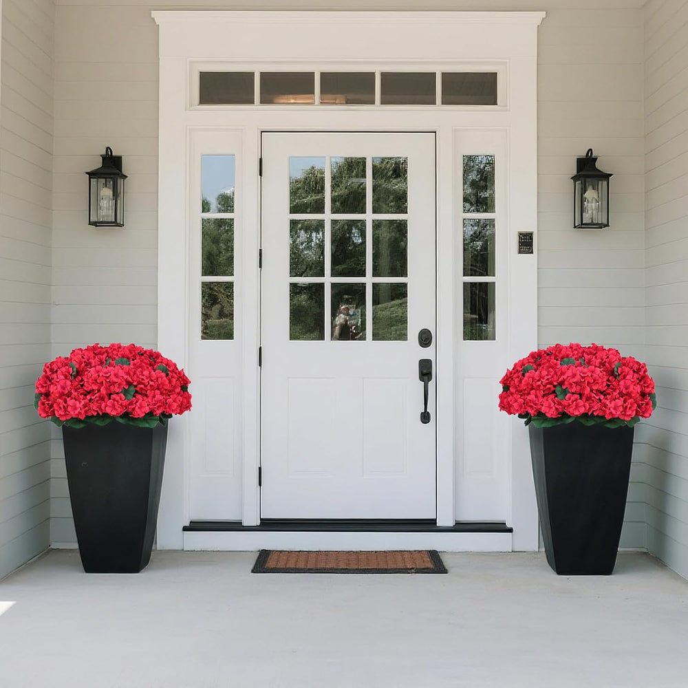 2 Sets Artificial Geraniums Topiary Ball Trees for Front Porch Decor(Red)