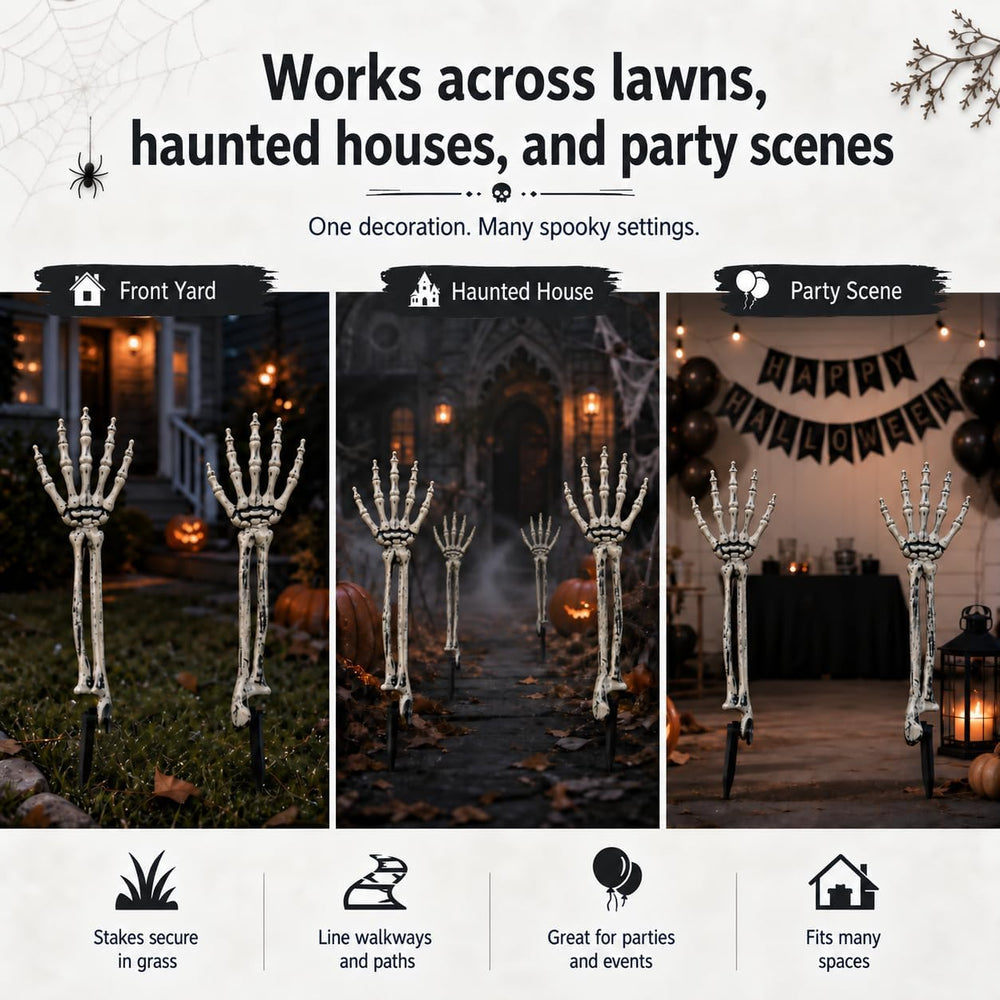 Halloween Decorations Outdoor, 10 Pcs Skeleton Arms Yard Stakes,17.7in