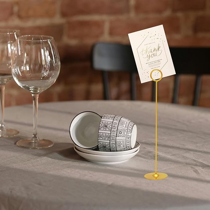 Urban Deco 24PK Table Number Holders Place Card Holders 12 Inch Table Card Holders Steel Card Holders for Photos, Food Signs, Memo Notes, Weddings, Restaurants, Birthdays (Gold 24PK)