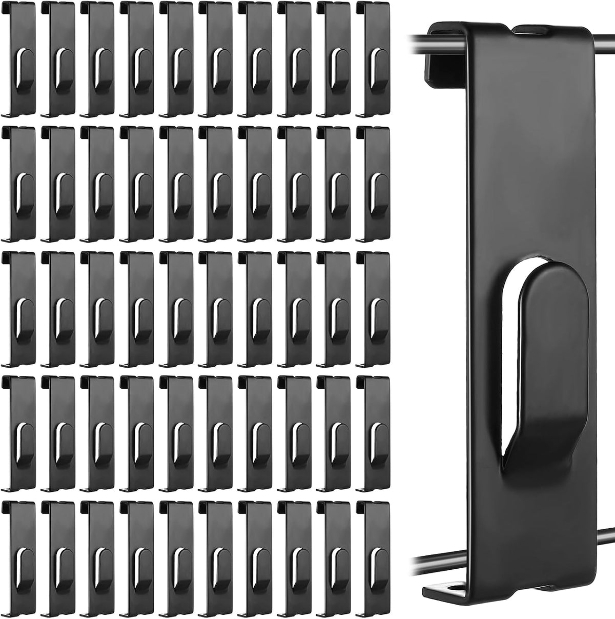50 Pcs Gridwall Utility Notch Hook Gridwall Picture Hanger Commercial Black Grid Wall Panel Pegs for Panel Pegboard Grid Shelf Hanging Display