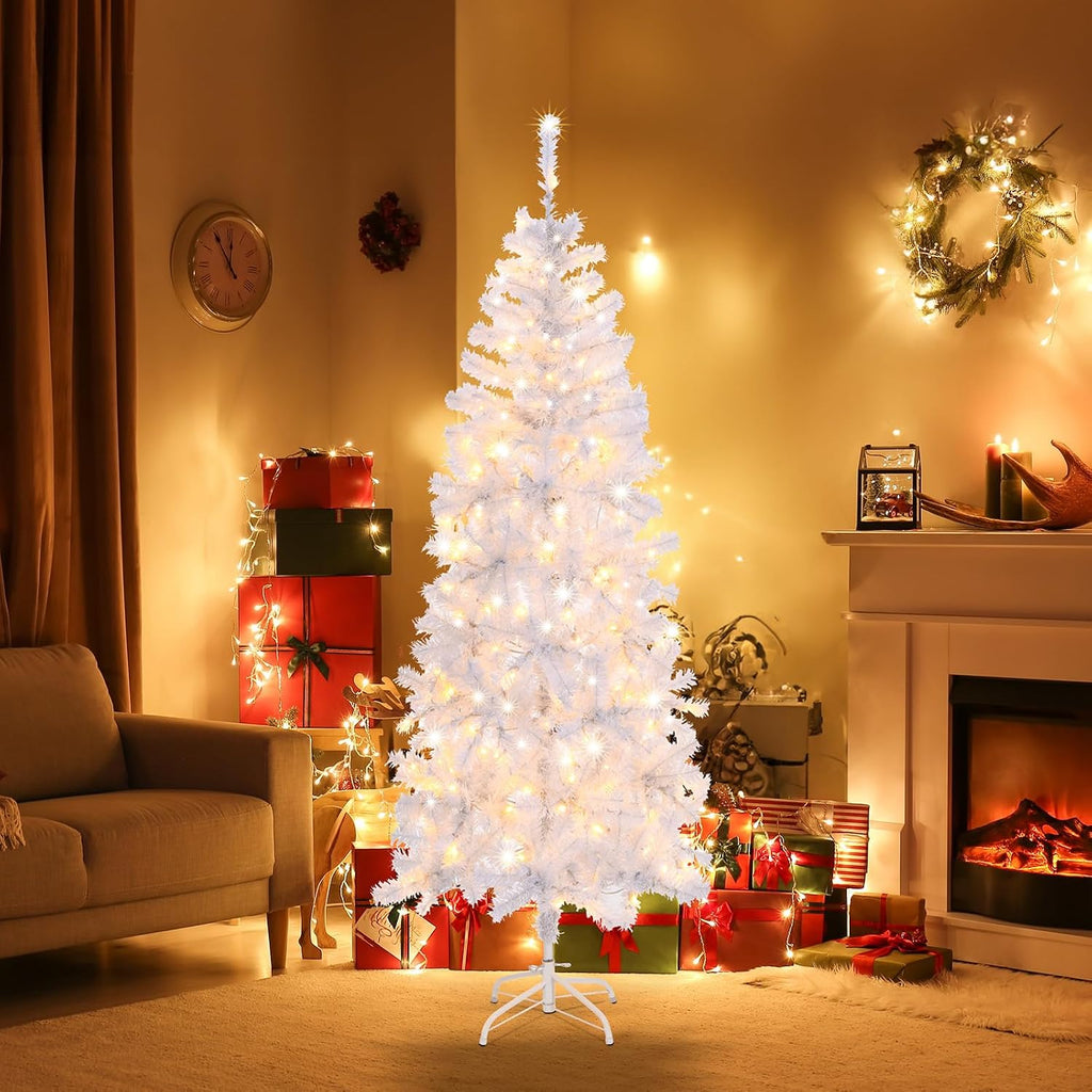 vingli 6 ft pre lit pencil white christmas, side view