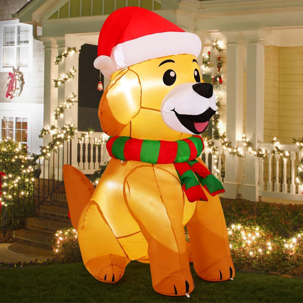comin 5 ft christmas inflatables dog outdoor yard shown in use
