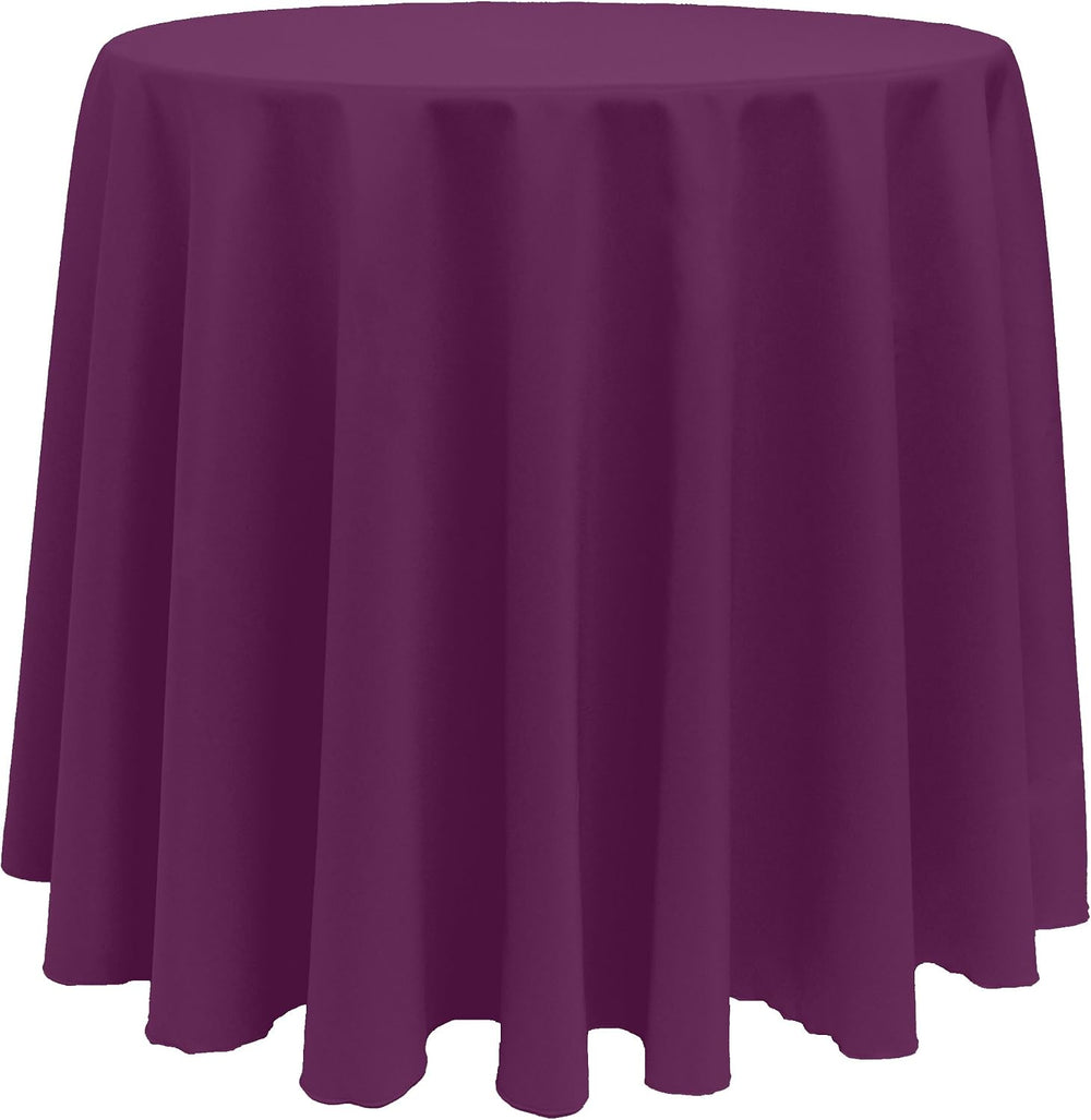 Ultimate Textile 90-Inch Round Polyester Table Cover, Aubergine, 10 Pack
