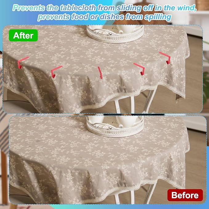 uxcell 4 Pack Tablecloth Clips, Stainless Steel Table Cloth Cover Clamps, 2.56" x 2.68" Windproof Holder Clips for Home Party Picnic Wedding Camping Dining Tables, Blue Green
