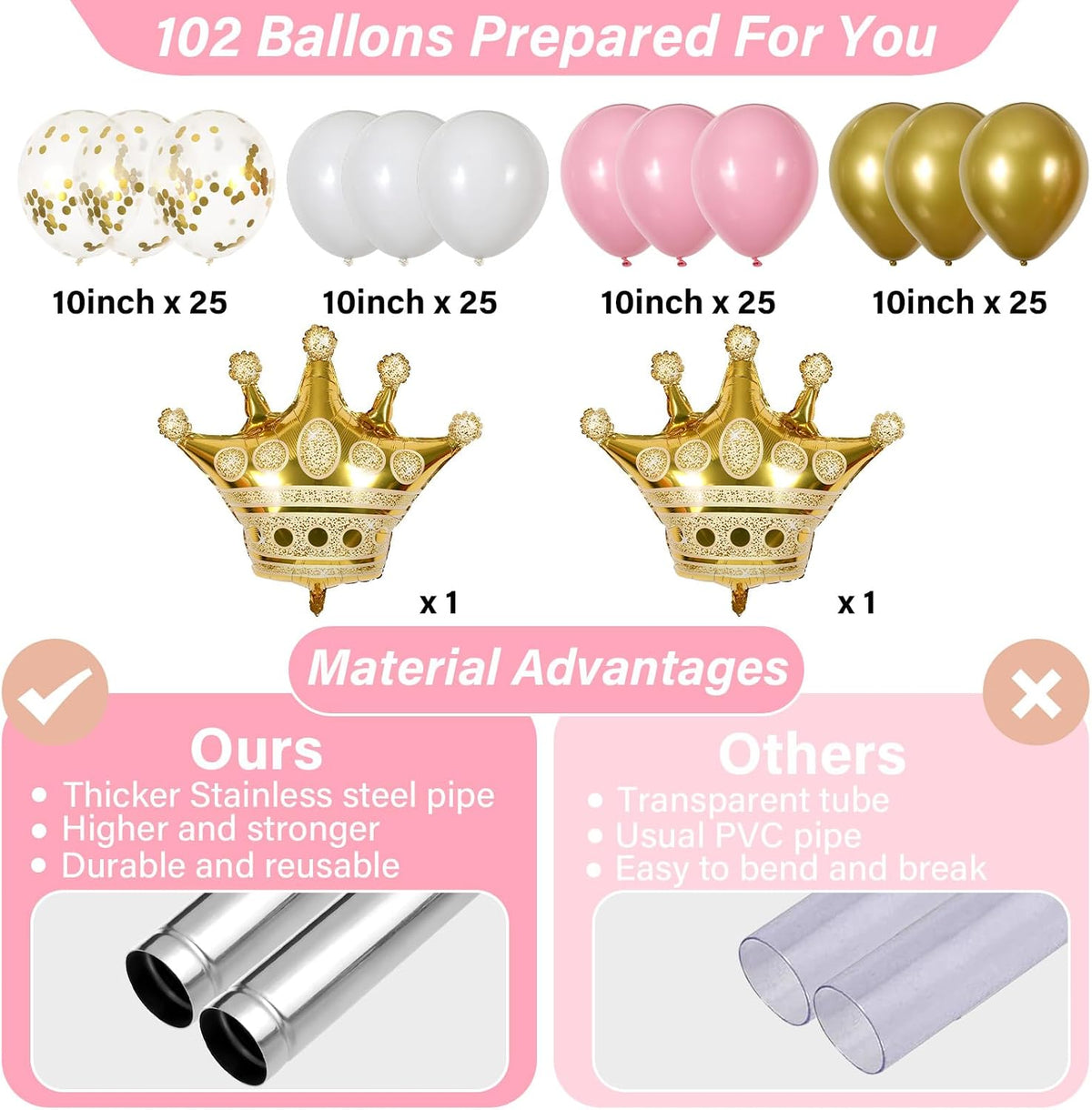 2 Sets Princess Balloon Column Stand Kit Adjustable Princess Balloon Decor