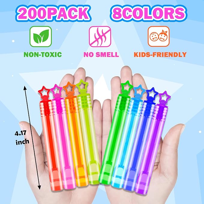 Bulk Toys for Kids Prizes 200 Pack, Mini Bubble Wands Party Favors for Toddlers, Small Halloween Pinata Goodie Bag Stuffers, Carnival Supplies Giveaways Handouts Stocking Stuffers for Girls and Boys