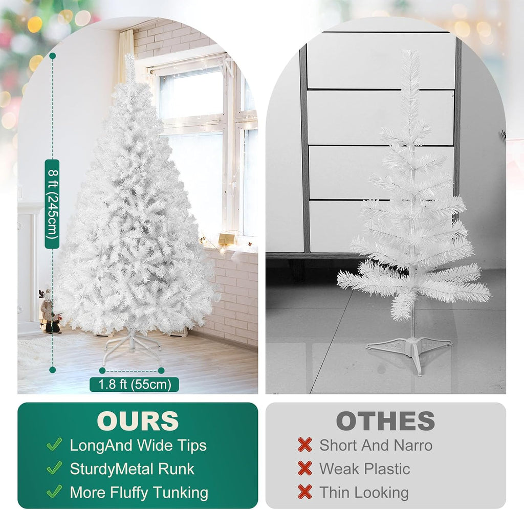 christmas tree 7ft/8ft artificial tree, foldable metal stand shown in use