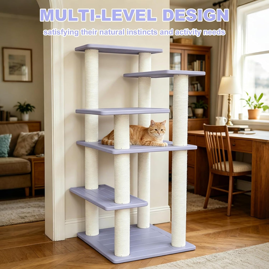 46in 5-level cat tree,indoor&outdoor large cat tower with, close-up detail