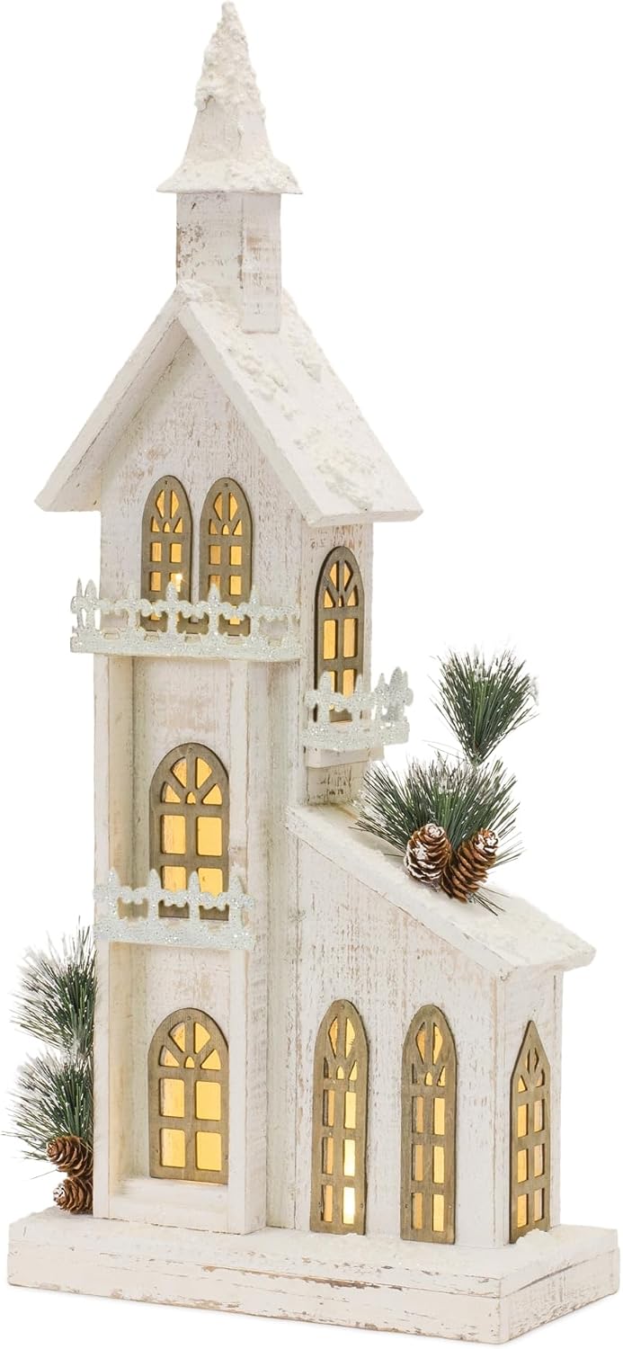 Melrose International LED Lighted Winter Church Display 27" H