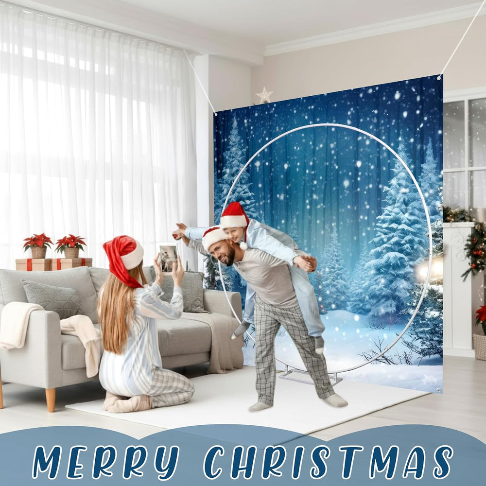 SmoothNovelty Giant Snow Globe Photo Booth Backdrop Winter Scene Wonderland