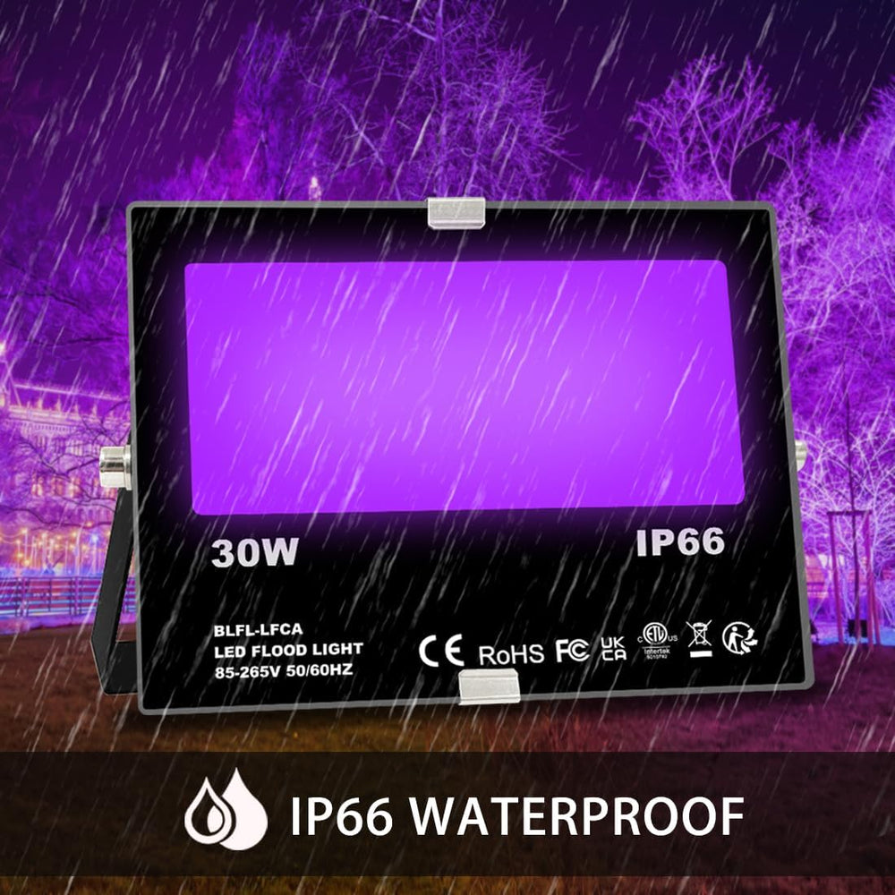 MELPO Black Light 30W LED Blacklight Flood Light Outdoor for Glow Party