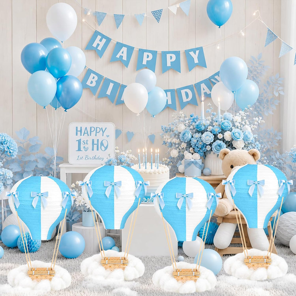 6 Sets Hot Air Balloon Decorations Cloud Decorations Centerpiece,Blue