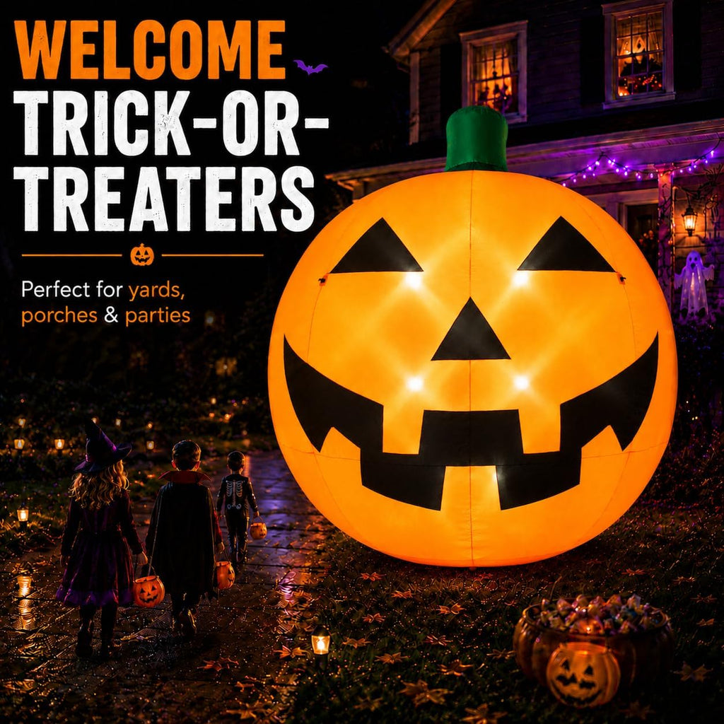 11FT Giant Halloween Inflatable Pumpkin with LED Lights, Outdoor Yard Decor