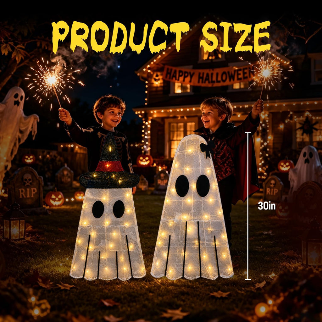 30inch halloween decorations outdoor light up ghost decor, close-up detail