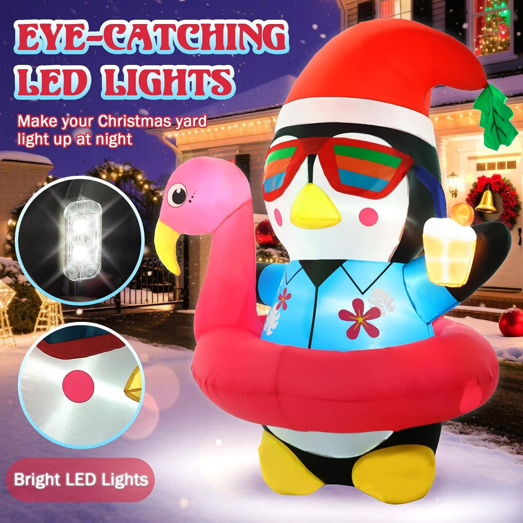 Christmas Inflatable Penguin Outdoor Yard Decoration 5FT Hawaiian Blow-ups