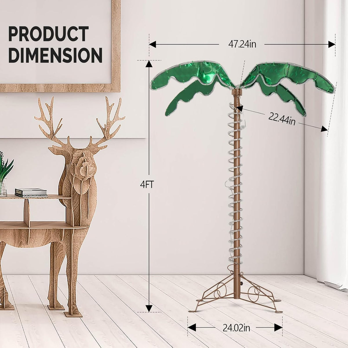 vingli 4ft lighted palm tree christmas tree, outdoor on a desk or shelf