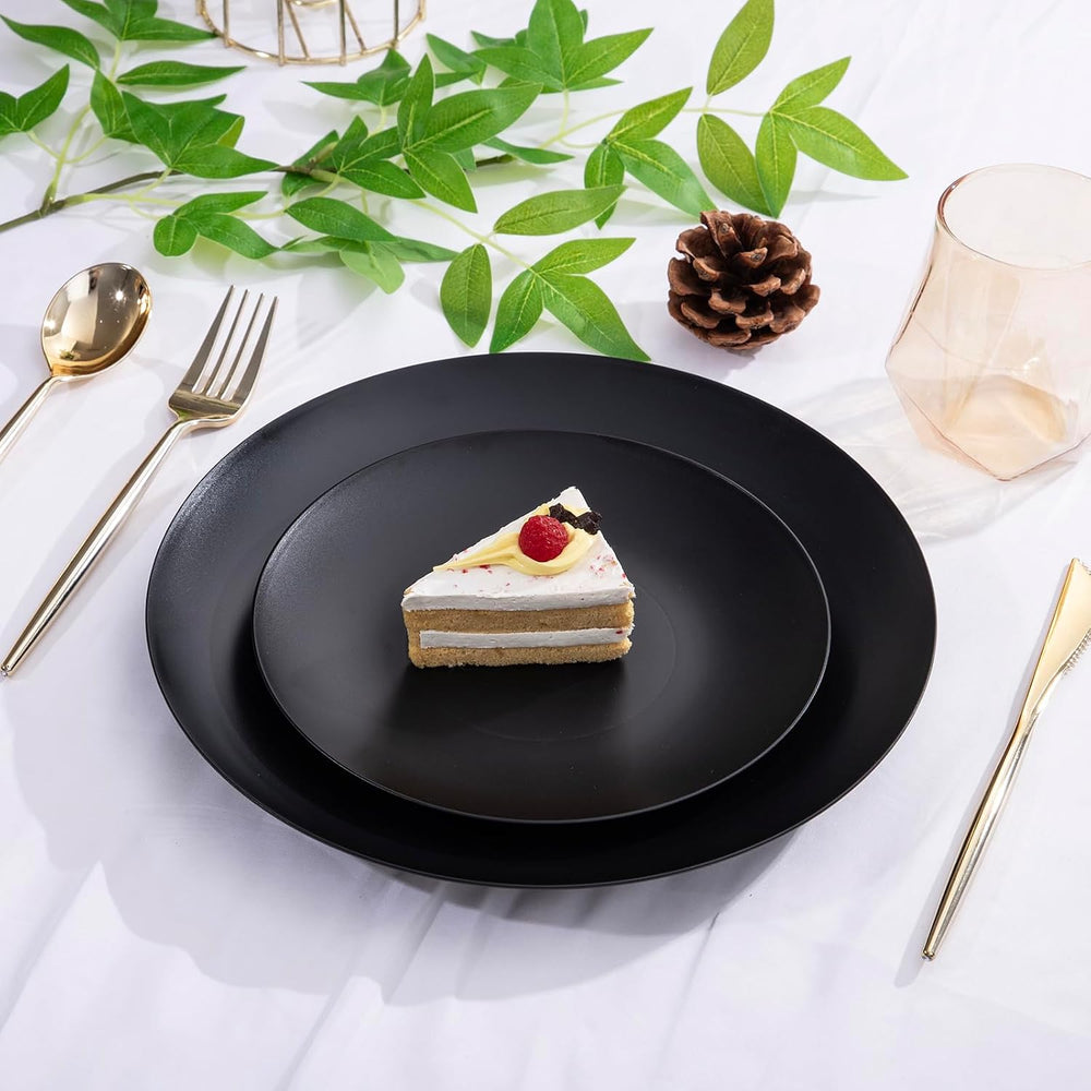 80pcs Heavy-Duty Black Dessert Plates for Party 7.5 Inch