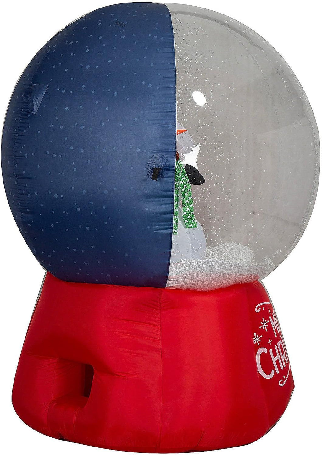 6 ft. airblown® santa & snowman snow globe, close-up detail