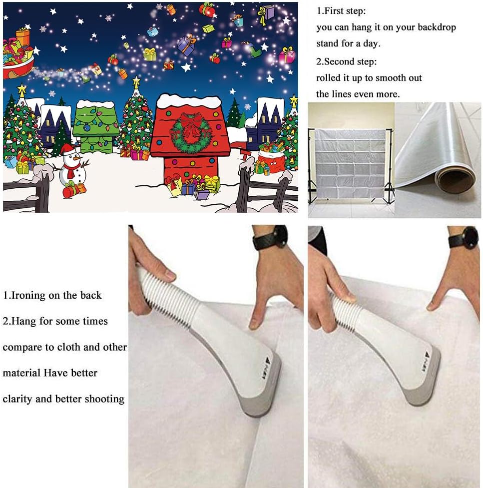 Christmas Red House Backdrop 10x8FT Comic Winter Xmas Tree Snow Night Kennel ...