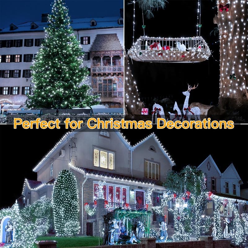 ollny christmas lights outdoor, 393ft 1200 led ip67, front angle view