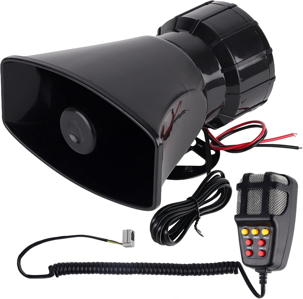 12V Car Siren Speaker PA System, Emergency Alarm Horn with Mic for Truck