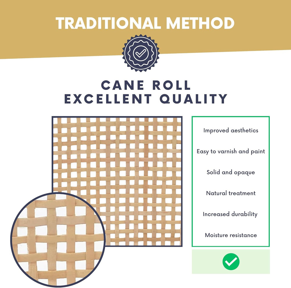 Natural Rattan Cane Webbing Roll – Prewoven Wicker Sheet for Furniture Repair...