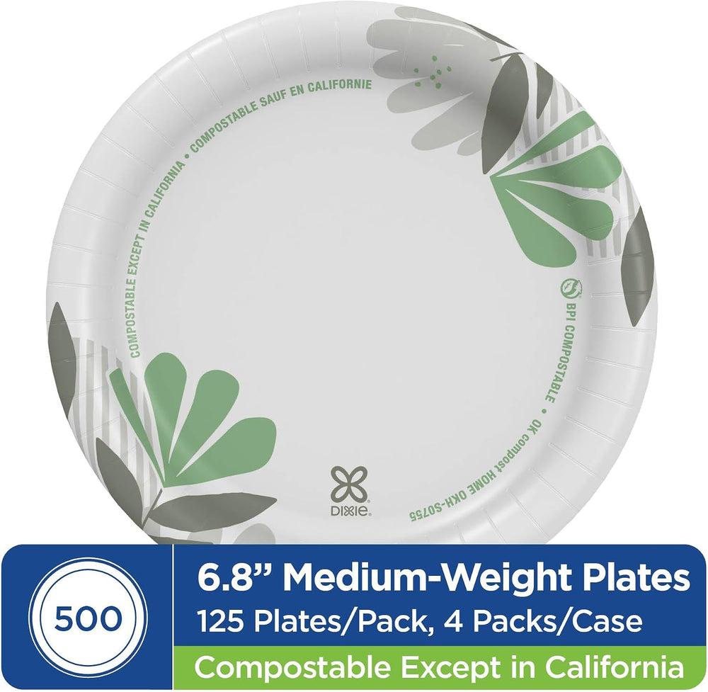 Dixie 6.8 Inch Medium-Weight Paper Plates By GP PRO, Pathways Botanical Desig...
