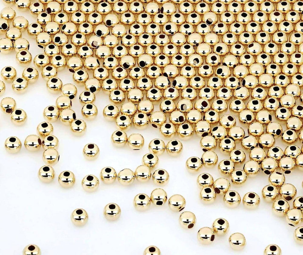 100pcs Adabele Real 1/20 14K Gold Filled Seamless 3mm Tiny Round Beads