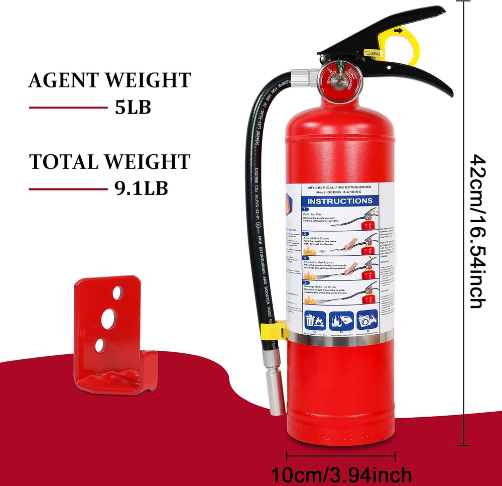 ABC Dry Chemical Fire Extinguishers, 5 lb 2a10bc Fire Extinguisher for Home, ...