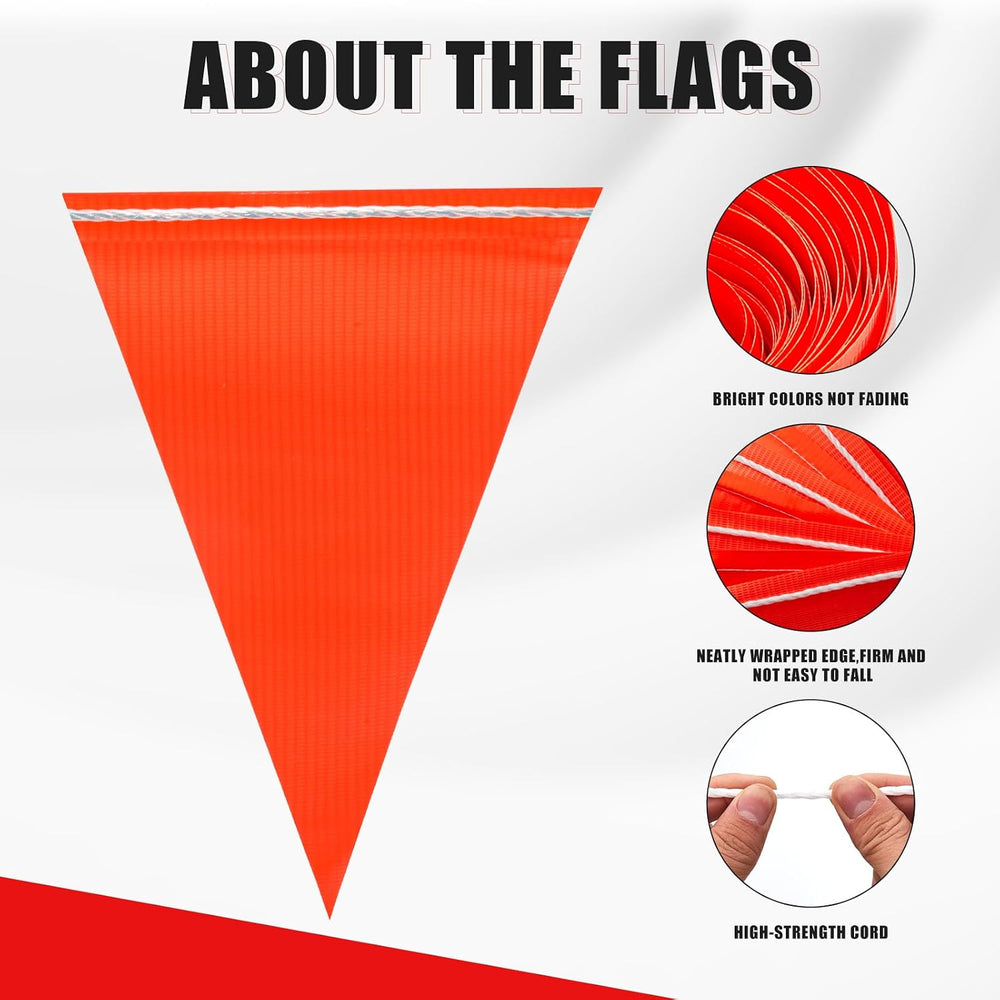 Safety Warning Pennant Banner Flags(Orange,45pcs,105ft)