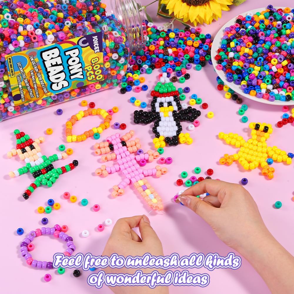 joicee 8000pcs pony beads bulk for bracelets kandi shown in use