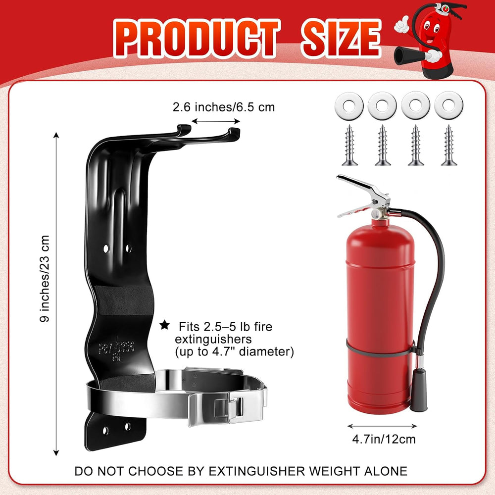 Therwen 2 Pack Fire Extinguisher Mount 5 lb Wall Bracket, Black
