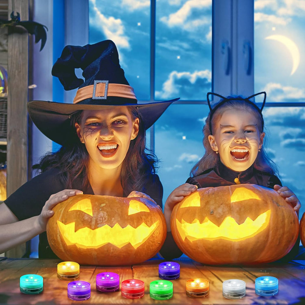 10 Pack Pumpkin Lights with Remote for Halloween Decor, Led Tea Lights