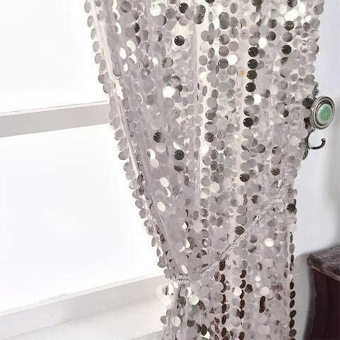 HH 9x9FT Big Silver Sequin Backdrop Curtains,Shimmer Sequin Fabric Photography Backdrop,Photo Backdrop Payette Backdrop Curtain Panels Backgrounds for Wedding Party Christmas Decoration
