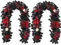 Waipfaru 2Pcs Halloween Garland, Artificial Rose Flower Garland for Mantle