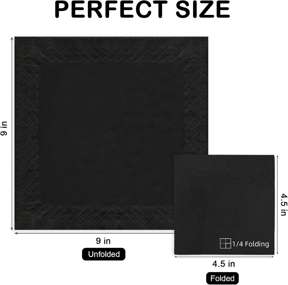 Black Cocktail Napkins - 800 Count Disposable Paper Napkins, 2-Ply 4.5 x 4.5 ...