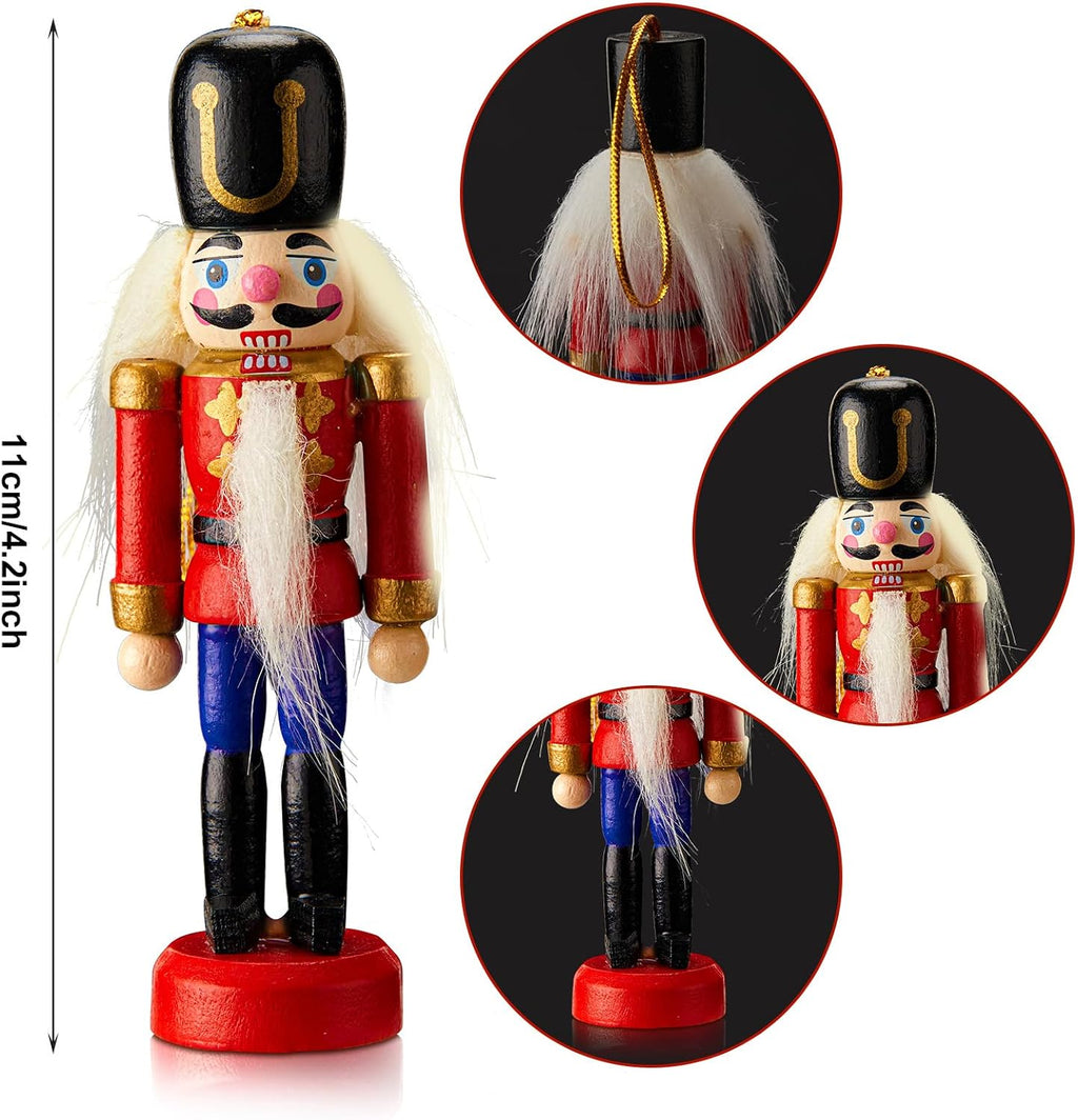 aoriher 24 pcs christmas nutcracker ornament small wooden, close-up detail