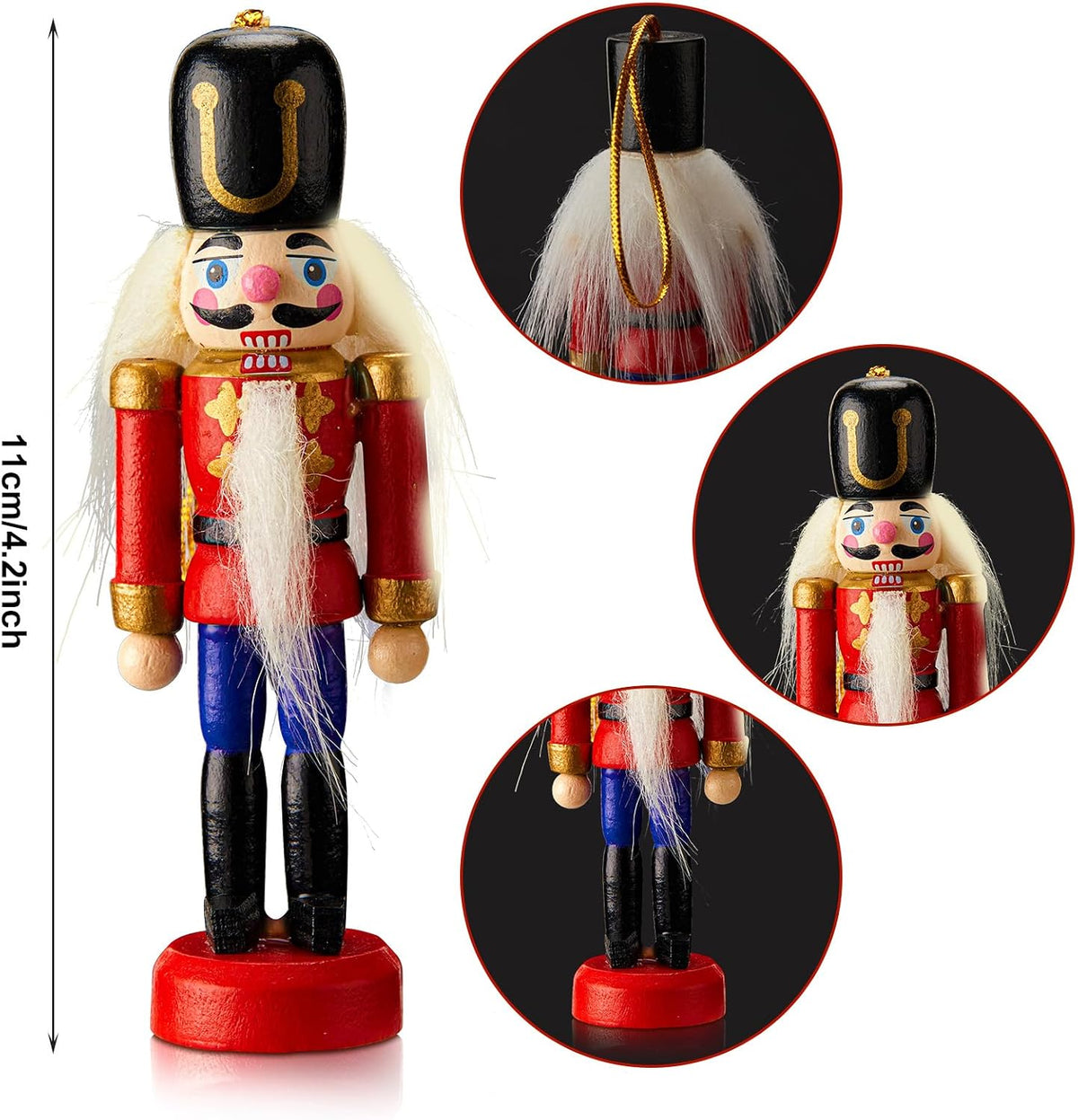 aoriher 24 pcs christmas nutcracker ornament small wooden, close-up detail