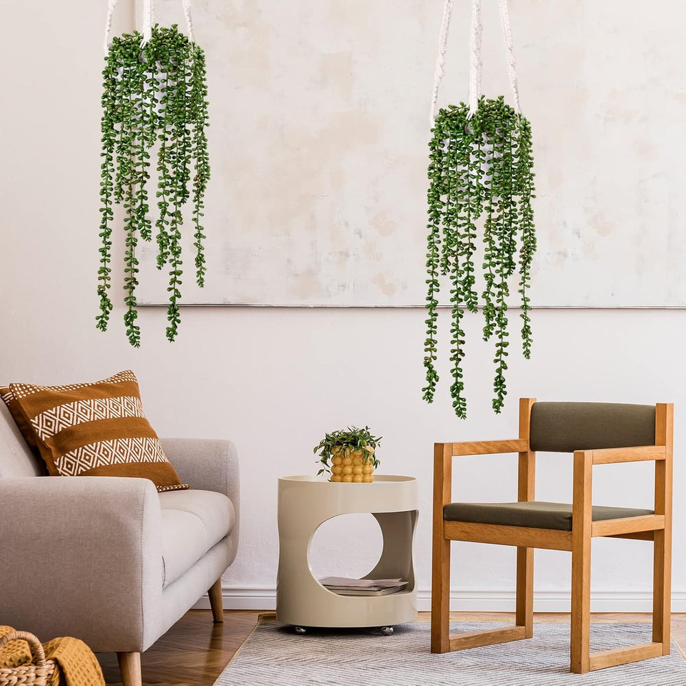 CEWOR 8pcs Artificial Succulents Hanging Greenery Plants Fake String of Pearl...