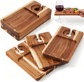 SiliFine 6 Pcs Wine Appetizer Plates with Wine Glass Holder, Rectangle