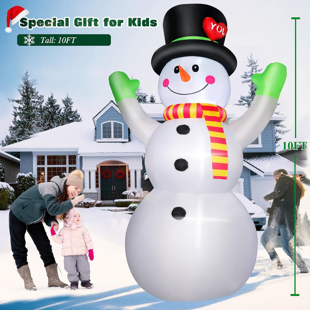 10 ft christmas inflatables snowman outdoor yard decorations shown in use