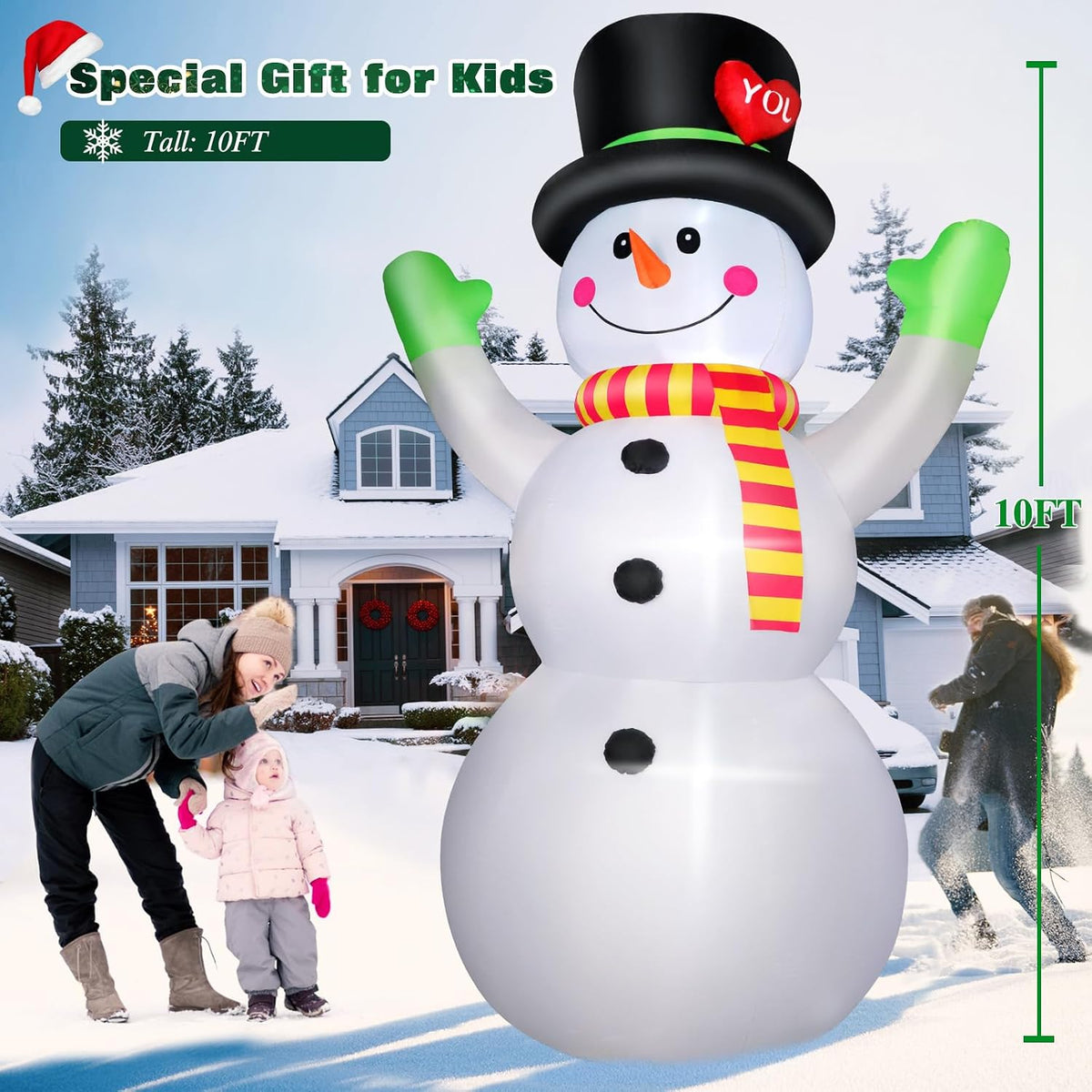 10 ft christmas inflatables snowman outdoor yard decorations shown in use