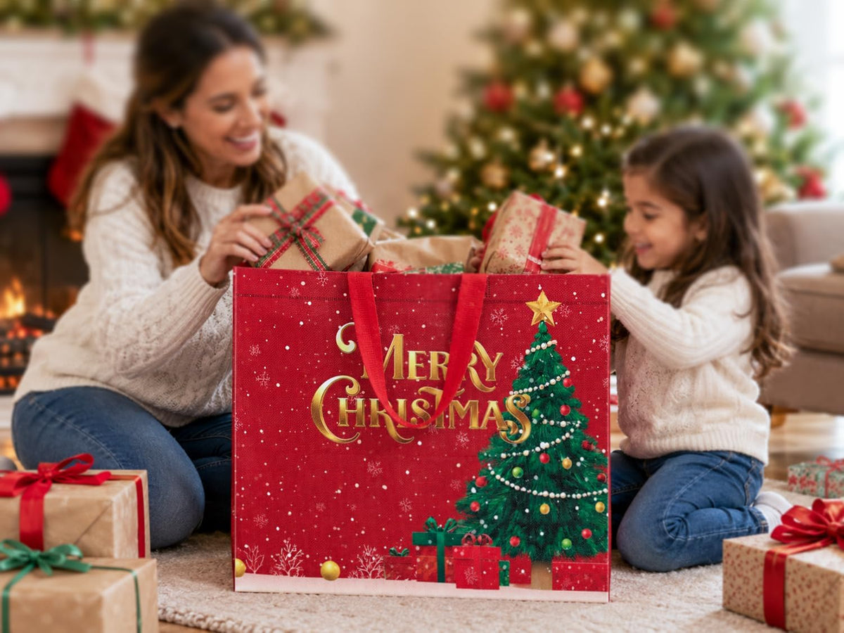 ranfashiong 10pcs extra large christmas gift tote bag showing dimensions