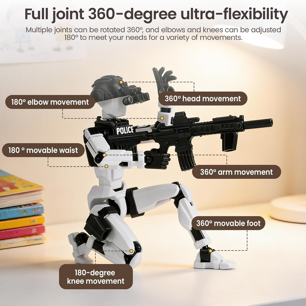 3d printed dummy 13 police shield action figure, close-up detail