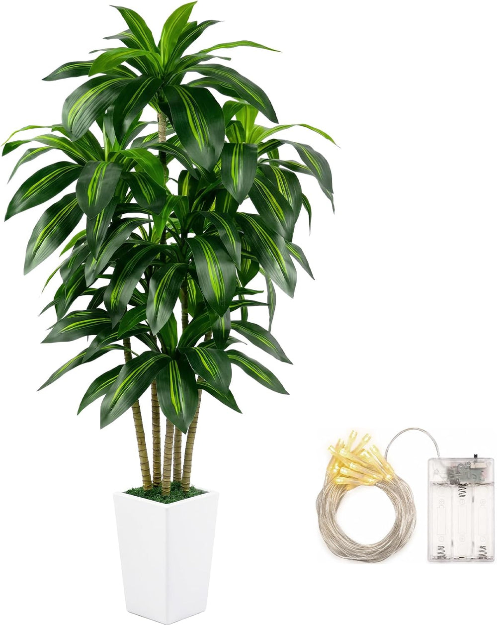 Artificial Dracaena Plants Indoor, 5FT Fake Tree Plants with Tall Planter