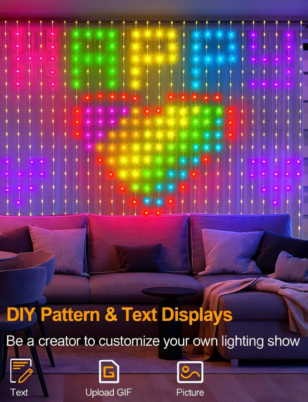 echosari 400 LED Smart Curtain Lights Plug in with App Programmable