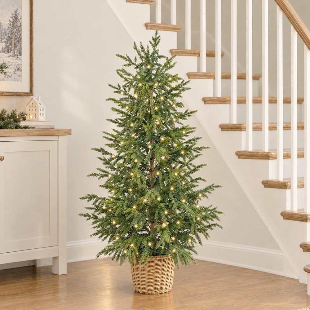Christmas Decorations - 1pack 4FT Pre-Lit Artificial Norfolk Pine Tree